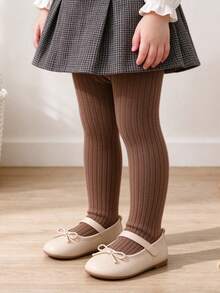 5 Pairs Girls' Vertical Striped Tights, All-Season Skin-Friendly Elastic Baby Leggings, Simple Solid Color Wearable Tights For Girls - Multicolor - View 9