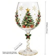 Christmas Wine Glass Collection, Holiday Wine Cups With Cute Christmas Sticker Designs, Festive Drinkware Set For Party, Dinner, Home Bar Decor - Multicolor - View 18