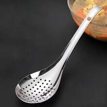 2pcs Stainless Steel Slotted Spoon Set, Large & Small Long Handle Skimmer Spoons With Hanging Holes, Kitchen Strainers For Noodles, Dumplings & Frying - Multicolor - View 13
