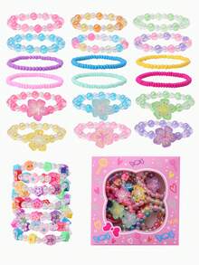 Set med 24 blomsterpärlararmband i polymerlera, exklusiv presentförpackning, slumpmässiga färger - Multifärgad - Visa 2