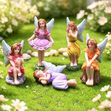 5pcs Mini Fairy Girl Decorative Figurines, Resin Crafts For Flower Pots, Garden Plants, Landscape Decor, Angel Figurines, Perfect Gift For Friends - A - View 6