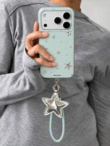 Y2K Cute Bling Star Pattern Glossy Phone Case Compatible With Iphone 18 Pro Max 18 Pro 17 Pro Max 17 Pro 17 16 Pro Max 16 Pro 16 15 Pro Max 15 Pro 15 14 Pro Max 14 Pro 14 13 Pro Max 13 Pro 13 12 11 Stylish Star Pendant ShortRope Soft Protective Cover - Mint Green - View 3