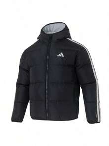 Adidas Men's Down Jacket 3S RVSB D JKT Comfortable Hooded Daily Outdoor Casual Double-Sided Down Jacket KC2490 - Black - View 1