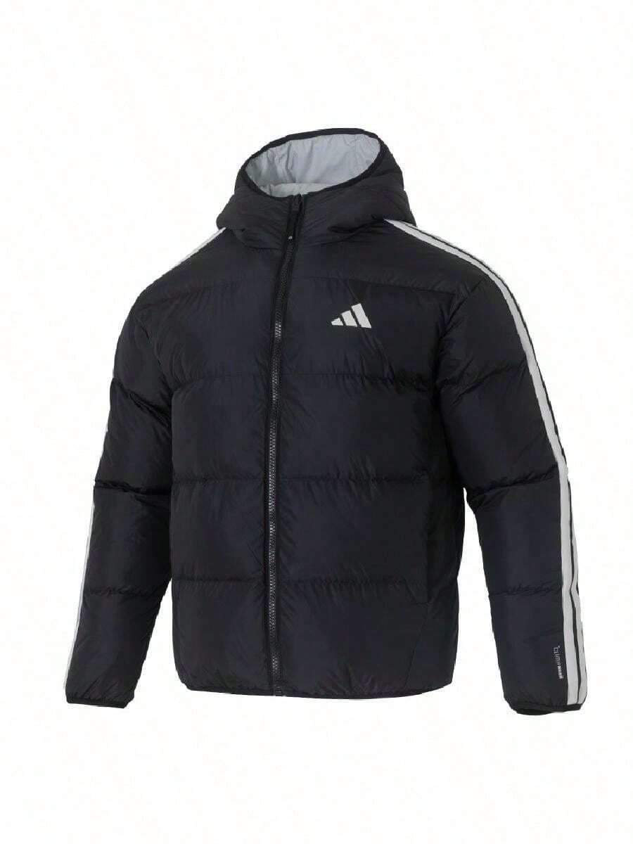 Adidas Men's Down Jacket 3S RVSB D JKT Comfortable Hooded Daily Outdoor Casual Double-Sided Down Jacket KC2490 - Black - View 1