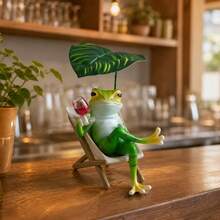 1pc Frog Lounge Chair Figurine, Desktop Living Room Balcony Landscape Decor Craft - Frog - View 9