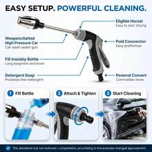 1pc Portable Handheld High‑Pressure Car Wash Spray Gun With Alloy Long Extension Rod And Non‑Slip Handle, Multi‑Use Water Sprayer Nozzle For Car Exterior Washing, Garden Watering, Patio Rinsing And Household Outdoor Surface Cleaning - View 3