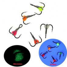6PCS Bionic Fish Egg Treble Hooks, Super Sharp Barbed High Strength Ice Fishing Hooks, Lure Modification Hooks, Universal Winter Fishing Tackle For Freshwater & Saltwater - Multicolor - View 3
