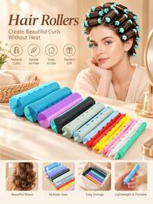 10 Colors Random Dual-Color Plastic Hair Curling Rods, Hair Styling And Cutting Tools, Hair Salon Tools, Curling Rods - Multicolor - View 4