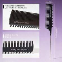 Modern Elegant Unisex Layered Highlight Comb, High-Quality Heavy-Duty Craftsmanship Comb - Black - View 4