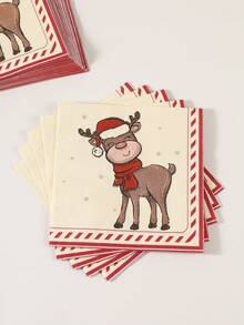 10/20pcs Christmas Disposable Paper Tableware Set (Includes 7" And 9" Plates, Cups, Napkins, Straws), Featuring Vintage Santa Claus, Reindeer, Gingerbread Man, Holly And Candy Cane Holiday Gift Patterns, Suitable For Christmas Parties, Holiday Dinners, Winter Celebrations And Festive Table Decor - Multicolor 4 - View 6