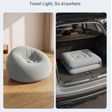 1pc Portable Inflatable Lazy Sofa, Waterproof Outdoor Air Bean Bag Chair, Lightweight Blow Up Lounger For Camping, Beach, Backyard & Indoor Rest - Multicolor - View 9
