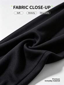 1pc Women's Spring/Autumn Soft Comfortable Breathable Jogging Fitness Sports Long Pants Cuffed Sweatpants, Outdoor Casual, Drawstring Waist - Black - View 7