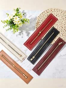 1pc PU Leather Zipper With Perforated Holes, Deep Blue Brown Beige Multicolor Crochet Bag Accessory, Suitable For DIY Wallet, Handbag Sewing Craft And Handmade Wallet Shoulder Strap, DIY Wallet Making Material, Craft Creator - Multiple Styles - View 6