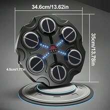 Intelligentes Musik-Boxtrainer-Wandgerät mit Bluetooth in Schwarz für Anfänger und Erwachsene, inklusive zwei Schutzhandschuhen, vier Saugnäpfen, vier Klettbändern und einer Batterie, vielseitig einsetzbar als Boxziel, Schlagpolster und Trainingsgerät für das tägliche Heimtraining zu Hause, Wandmontage. - Schwarz - Übersicht 8