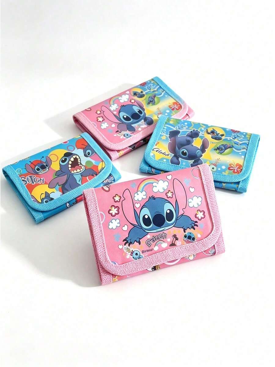 Monopoly 4pcs Cartoon Anime Theme Stitch Coin Purse, Anime Character Stitch & Angel Pattern Gift Bag, Card Holder Wallet, Holiday Small Gift, Coin Pouch - Multicolor - View 1