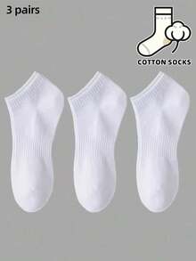 3/6/10 Pairs Women's Casual Boat Socks, Classic Ribbed Cuff Pure White Soft Socks, Daily College Style Women's Socks, Women's Boat Socks - Multicolor - View 8