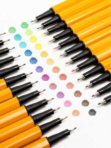 24-Color Pouch Set Of Fine Line Markers, Water-Based Fine Tip Drawing Pens, Portable Outline Pens, Hand-Drawn Sketching Contour Pens, Art Supplies For Students And Adults, Doodle, Greeting Card Making, Stationery Gift - Sets - View 2