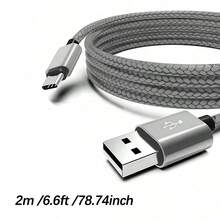 60W USB 轉 Type-C 快充傳輸線，尼龍編織 USB-A 轉 USB-C 充電數據線，相容 Galaxy S26/S25/S24/S23/S22/S21/S20 手機充電線，3入/1入，萬聖節禮物/聖誕禮物 - 灰色 - 查看 9