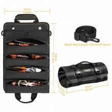 TKIGZNW A006 Roller Hardware Handbag 1 Unit Polyester Cloth Multi Compartment Tool Carrier With Detachable Small Storage Pouches - Black - View 10