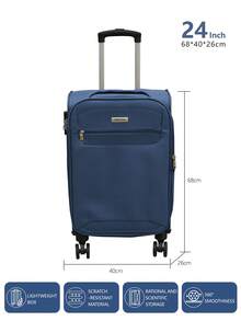 20/24/28 Suitcase, Hardshell/Softshell, Impact-Resistant, Expandable Section For Extra Capacity, Trolley Case, Storage Case, Carry-On, Checked Luggage - Navy Blue - View 8