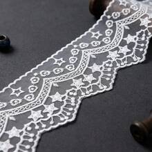 1/3 Yards Vintage Floral Embroidered Lace Trim, Scalloped Edge Lace Ribbon With Star, Heart & Flower Patterns, Decorative Mesh Lace For DIY Sewing, Clothing, Dresses, Skirts, Cuffs, Collars, Wedding Decor, Craft Projects & Home Decoration - Multicolor - View 12