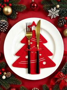 1pc Christmas Tree Hanging Ornament + Tableware Rack + Decoration Set, Christmas Themed Design, Tabletop Decor, Create Festive Atmosphere, Suitable For Family Gatherings, Party Table, Essential Christmas Decoration - Multicolor - View 5