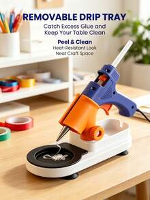 Adjustable Hot Glue Gun Stand, Multi-Angle Lock Base, Peelable Silicone Drip Tray & Hidden Storage Slot. Stable, Fits All Glue Guns. Desktop Organizer For DIY, Woodwork & Home Repair, Great Gift For Crafters. - White - View 3