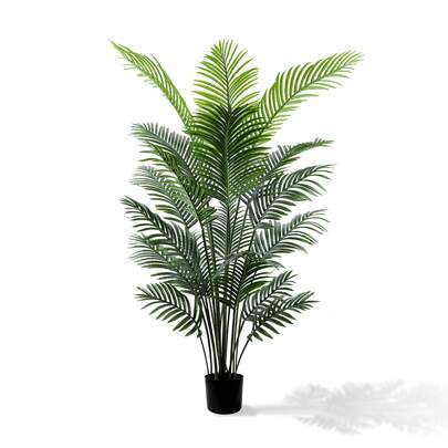 ID IDAODAN 6FT Artificial Palm Tree With Tall Black Planter, Floor Plant Large Fake Tree In Pot, Realistic Artificial Indoor Plant For Home Decor, Office And Living Room