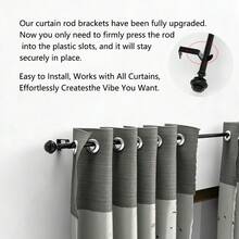 Nordic Black Curtain Rod Roman Rod, Adjustable Length, Fits 1m, 2m, 3 Meters Windows, 5/8 Inch Metal Single Rod Curtain Rod Rail Set, Wall Mounted, Suitable For Bedroom, Living Room, Apartment Windows - Black 1 Set - View 9
