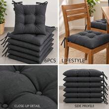 6 Pcs Comfortable Indoor & Outdoor Seat Pads For Kitchen, Dining, Garden, Balcony & Patio Chairs In Turkey - Dark Grey - View 4