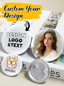 1/5/10/50/100/500pcs Customized Design Badge Pins, Personalized Photo Logo Text Backpack Button Accessories, Graduation Gift, Enamel Pin, Aesthetic Style - Style 3 - View 2