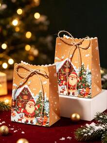 10pcs/50pcs/Pack Party Gift Boxes Christmas New Paper Boxes Christmas Candy Boxes Cookie Boxes Dessert Boxes Party Gift Paper Boxes Decorative Christmas Atmosphere Boxes - View 7