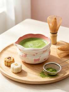 1pc/5pcs Set Teh Matcha Motif Anak Kucing Merah Muda Gradien dengan Mulut, Termasuk Mangkuk Matcha, Tempat Pengaduk Teh, Saringan Teh, Sendok Teh, Dudukan Pengaduk Teh, Set Sendok Teh, Alat Persiapan Matcha, Alat Pembuatan Makanan Penutup dan Minuman, Set Perlengkapan Sekolah - MultiWarna - View 5