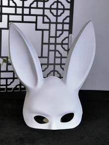 Women's Rabbit Ears Mask, Black/White Optional, Halloween Costume Party Cosplay Half Face Party Accessory - A - View 10