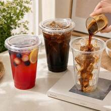 20/10//Heat-Resistant And Leak-Proof 16oz Coffee Cup (With Lid) Perfect For Cold Brew Coffee; Iced Milk, Tea, Homemade Coffee, Fruit And Iced Tea Cold Drinks Takeout Cup; Portable Commercial Takeout Beverage Cup, Suitable For Camping And Team Use, With Flip Lid Design, No Straw - Transparent - View 2