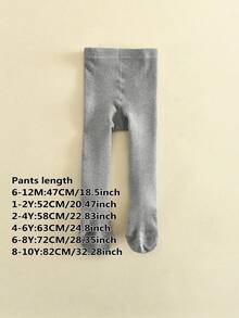 1pc Autumn/Winter Warm Children's Soft Comfortable Tights, Black/White Girls' Leggings, Suitable For Daily Wear - Light Grey - View 7