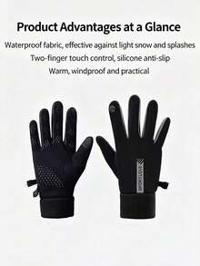 Warm Gloves For Men And Women, Autumn/Winter, Thermal Lined, Anti-Slip, Windproof, Touchscreen Compatible, Waterproof, Driving Gloves - Multicolor - View 2