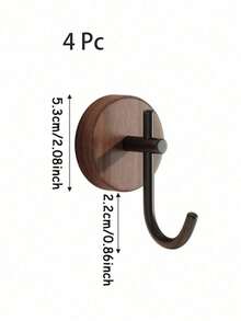 1/4 Packs Wall Mounted Hooks, Natural Walnut Wood Material, No Drill Clothes Hooks, For Entryway, Kitchen, Hallway, Bedroom, Living Room, Bathroom, Storage And Decor, For Clothes, Towels, Robes, Keys, Space Saving And Easy Installation - Multicolor - View 11