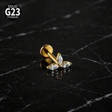 1 Buah Anting-anting CZ Berkilau Bentuk Salib Marquise Bunga Jahat ASTM Titanium Padat Ulir Internal Bertatahkan Gugus Zirkonia Datar untuk Bibir Hidung Tragus Tulang Rawan - 1 tindik bibir titanium - View 22