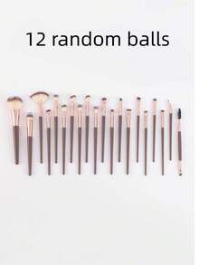 12pcs/Set Multi-Function Full Makeup Brush Set, Including Powder Brush, Blush Brush, Foundation Brush, Eyeshadow Brush, Blending Brush, Contour Brush + 1pc Round Head Brush - Brown - View 9
