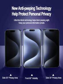 ZYONS 1 Buah Pelindung Layar Kaca Tempered Matte Privasi Kompatibel Dengan iPhone, Cakupan Penuh, Sentuhan Halus, Anti Sidik Jari, Tahan Silau, Pemasangan Mudah, Anti Intip, Anti Jatuh, Berlaku Untuk Seri 17 Pro Max/17 Pro/17 Air/17/16E/16 Pro Max/16 Pro/16 Plus/16/15 Pro Max/14 Pro Max/13 Mini/12/11/XS Max/XR/8+/7 Plus - 1 buah - View 3