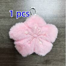 1 Pc Healing Sakura Plush Ornament Pendant, Keychain Backpack Accessory Gift, Pink Plush Sakura Bag Charm, Suitable For Girls Gift Backpack Pendant, Best Friend Gift, Halloween, Thanksgiving, Christmas, Birthday Gift - Pink - View 10