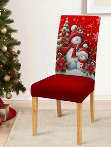 1/4/6pcs Christmas Printed Chair Covers, Featuring Santa Claus, Reindeer, Bells, Snowflakes And Other Christmas Holiday Print Patterns, Suitable For Christmas Atmosphere, Perfect For Parties, Gatherings, Home, Hotel And Other Occasions Decoration - Multicolor - View 1