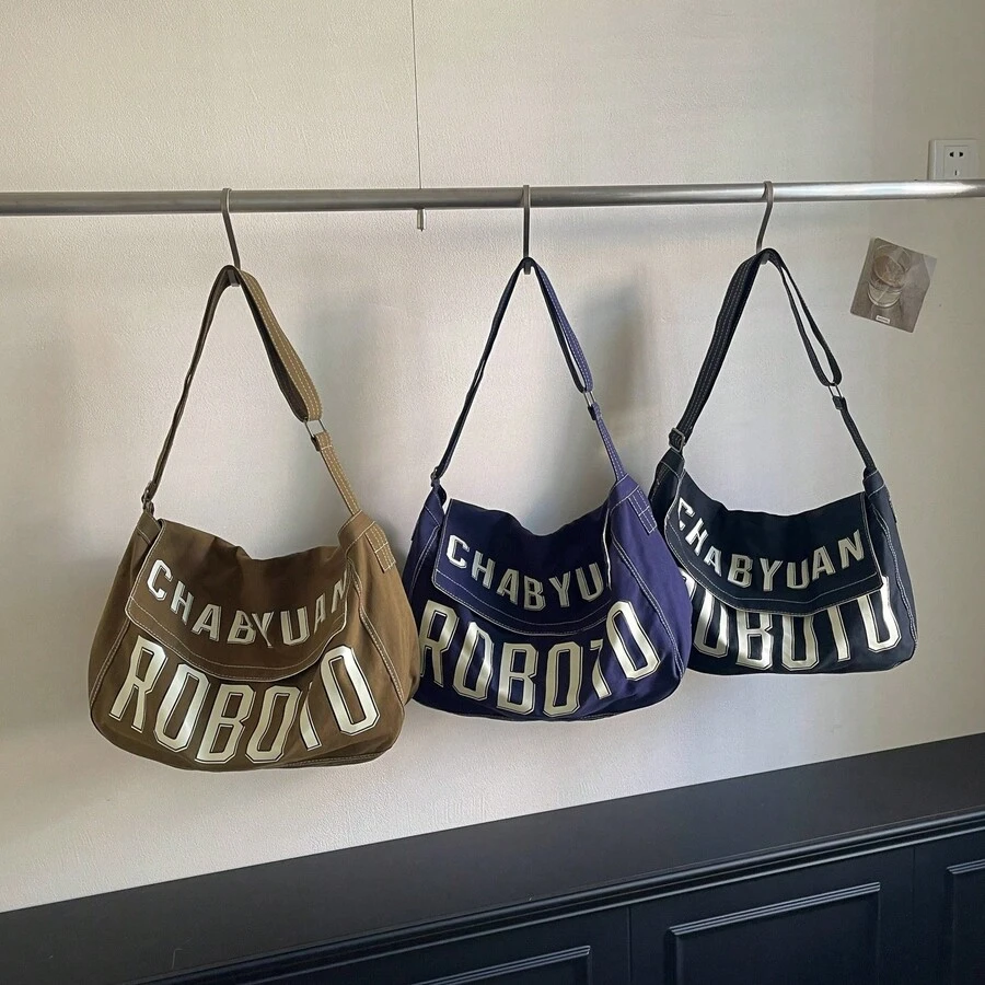 New Large Capacity Multi-Color Letter Pattern Shoulder Bag For Traveling, Playing, Daily Commuting, Versatile Leisure Bag - Multicolor - View 1