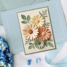 1pc Chrysanthemum Paper Cutting Template, Flower Daisy Leaf Paper Cutting Template, Printing Template, DIY Scrapbook Decoration Embossed Paper, Party Wedding Greeting Card Making - Chrysanthemum - View 3