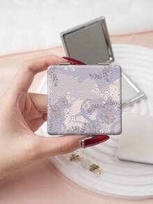 1PC Artistic Vintage Series Portable Folding Makeup Mirror, Lightweight Ultra-Thin Convenient Durable PU Leather, Suitable For Various Occasions Travel Party Work School, Suitable For All Ages - Multicolor - View 7