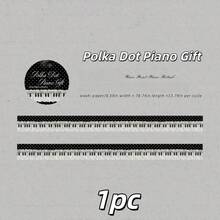 Pita Washi Renda Bergelombang, Motif Polkadot & Papan Ketik Piano, Pita Perekat Dekoratif Bergaya Vintage untuk Jurnal, Scrapbooking & Hiasan Album - A - View 12