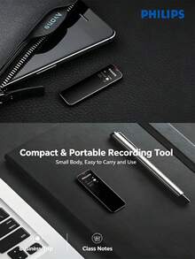 PHILIPS VTR5102 Voice Recorder 16G/32G Meeting Recorder Voice-To-Text Smart APP Voiceprint Induction Simultaneous Recording And Writing HD Noise-Canceling Voice Recorder - View 6
