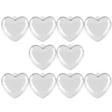 10pcs Transparent Fillable Heart/Round/Star Shaped Pendants, Clear Heart Decorations, Suitable For Handmade DIY Crafts, Valentine's Day Wedding Party Decor, Fillable Craft Heart Decorations - 10 Pack - View 15