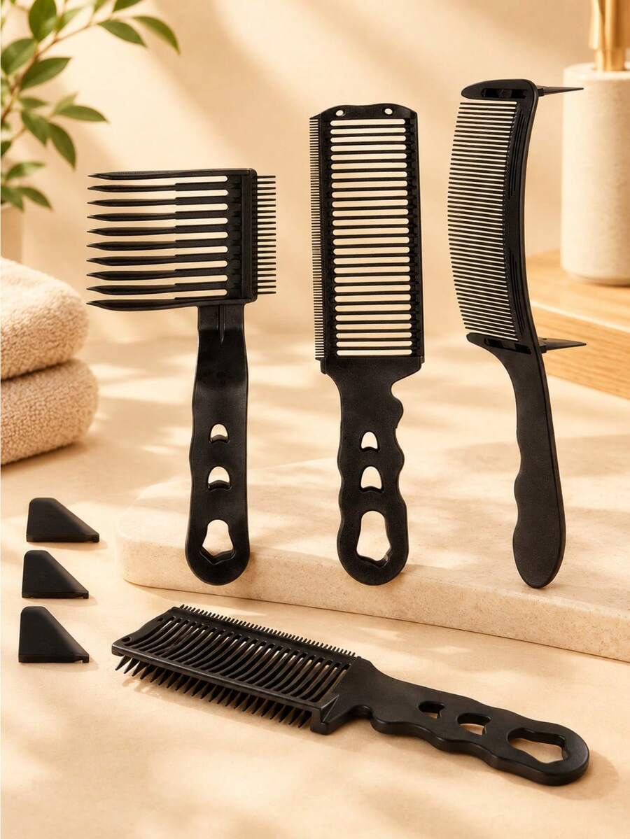 1pc Men's Hair Comb, Flat Top Comb, For Hair Salon, Anti-Static Clipper Comb, Trim Edges, Smooth Hair Styling - Multicolor - View 1